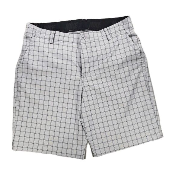 Nike Other - Nike Golf Men's Dri-FIT Wolf Grey Windowpane Plaid Flat Front Chino Shorts Sz 34